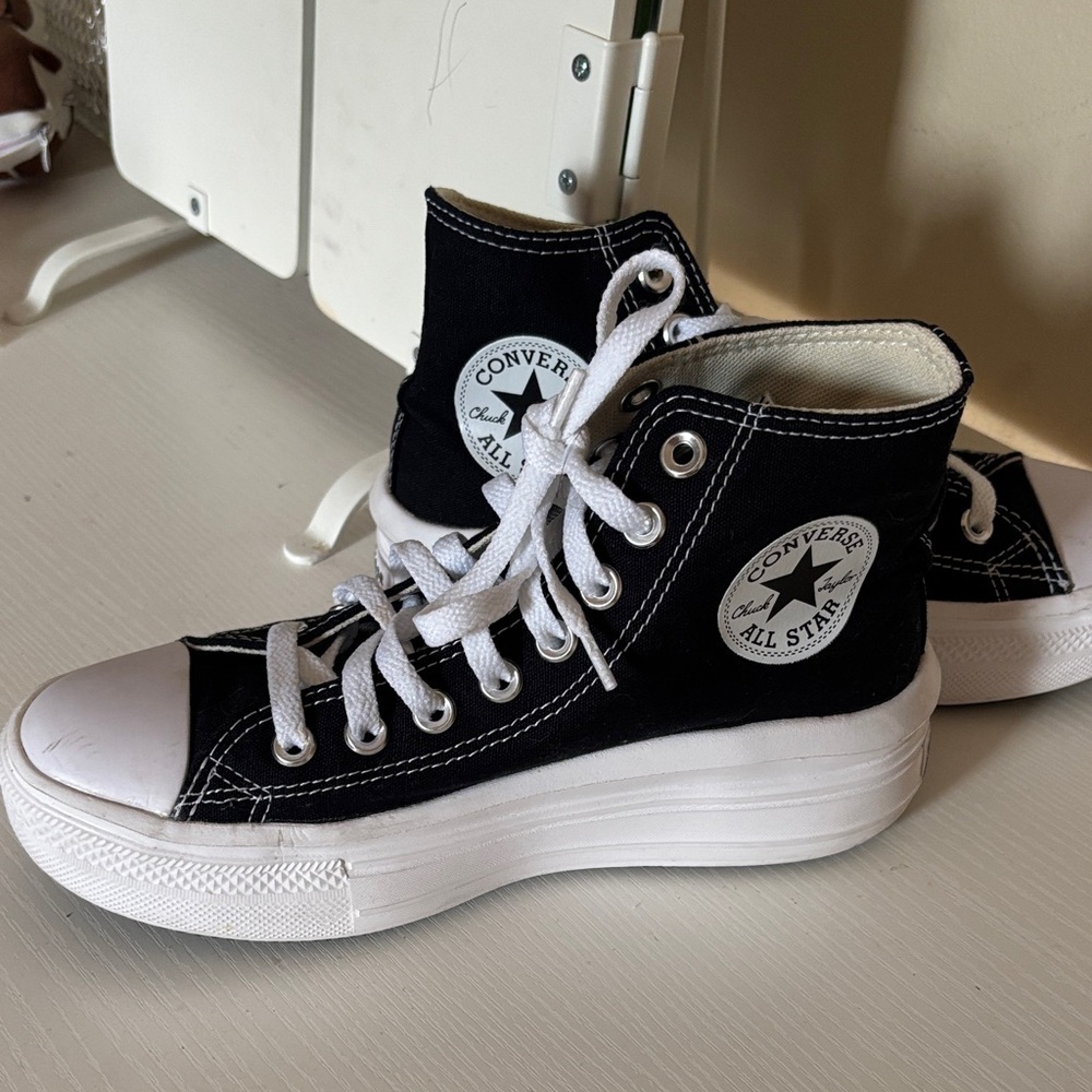 Converse Women's Black Canvas Platform Sneakers - Picture 1 of 4